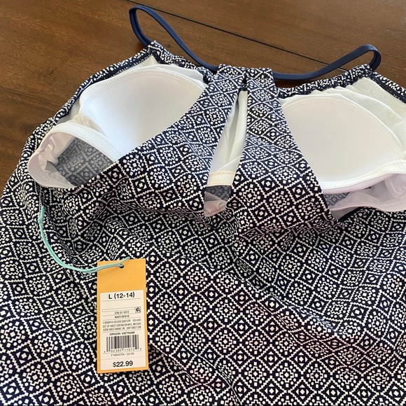 Kona Sol Racerback w/ Keyhole Blue Tankini Top - Picture 9 of 9
